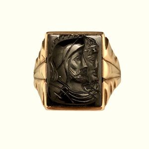 Antique 10K gold carved black onyx cameo men’s ring